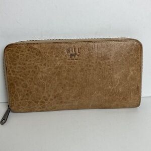 Will Leather Goods Genuine Leather Clutch Wallet Zipper Closure Distressed Luxe
